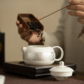 Authentic Dehua Sterling Silver-Gilt Xishi Ceramic Teapot - 180ml Luxury Gift Box