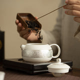 Authentic Dehua Sterling Silver-Gilt Xishi Ceramic Teapot - 180ml Luxury Gift Box