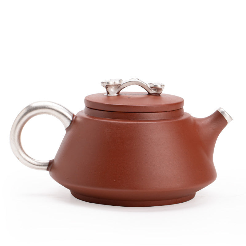 Handcrafted Silver-Gilt Zisha Zhuni Ruyi Shipiao Teapot - 185ml Connoisseur Gongfu Pot