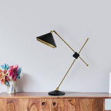 Axis Black & Antique Brass Adjustable Table Lamp – Mid-Century Modern G9 Task & Bedside Light