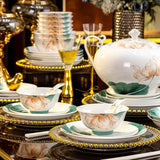 Bai Ci He Hua 白瓷荷花 Lotus High-White Porcelain Dinnerware Set – 18, 38, 42, 56, 60 & 70-Piece Jingdezhen Gift Sets