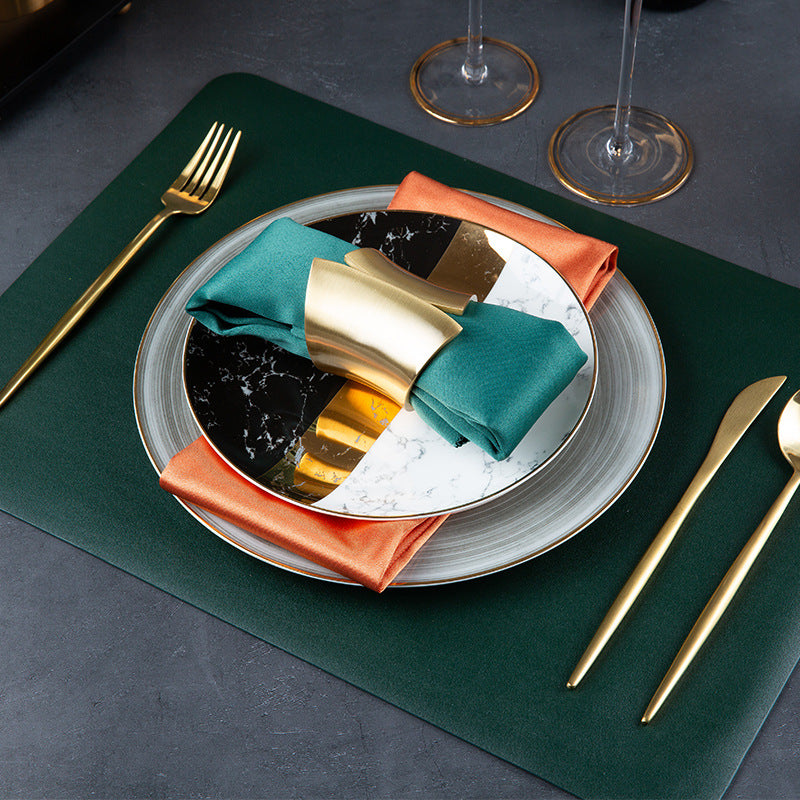 Black white and metallic marble pattern bone china side plate styled for contemporary formal dining