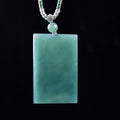 Certified Grade A blue water jadeite Wu Shi Pai peace plaque pendant 60mm