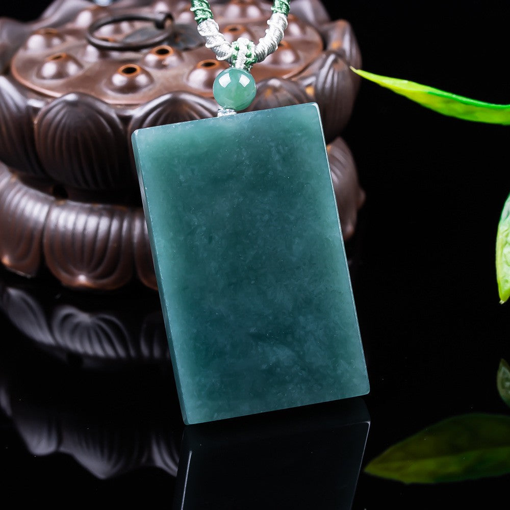 Premium blue water jadeite Wu Shi Pai amulet pendant natural stone