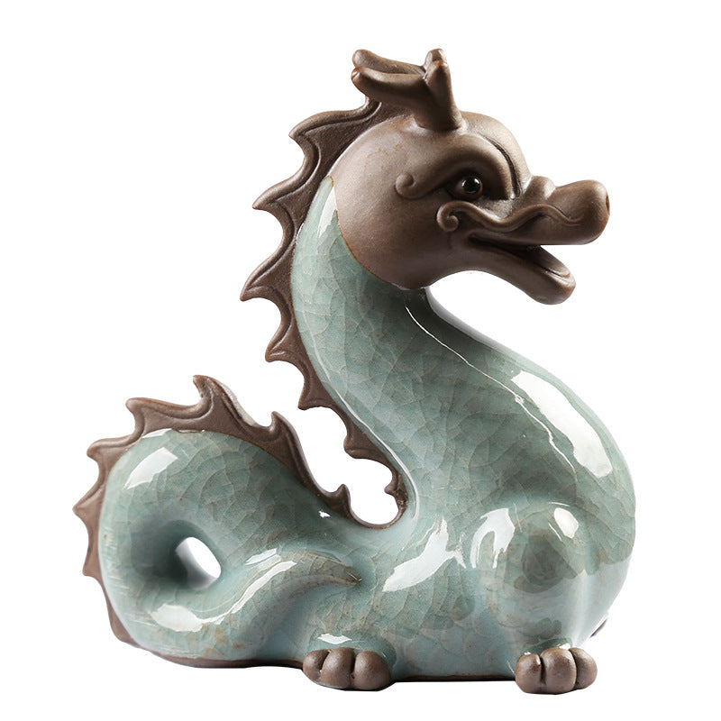 Celadon Chinese zodiac Dragon tea pet figurine