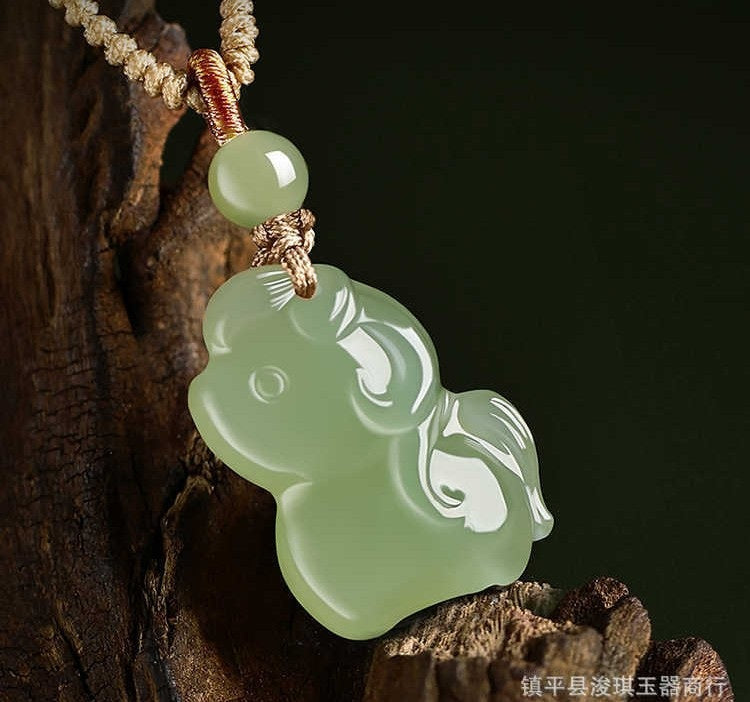 Certified natural Hetian jade Chinese zodiac horse pendant in Qing Shui green