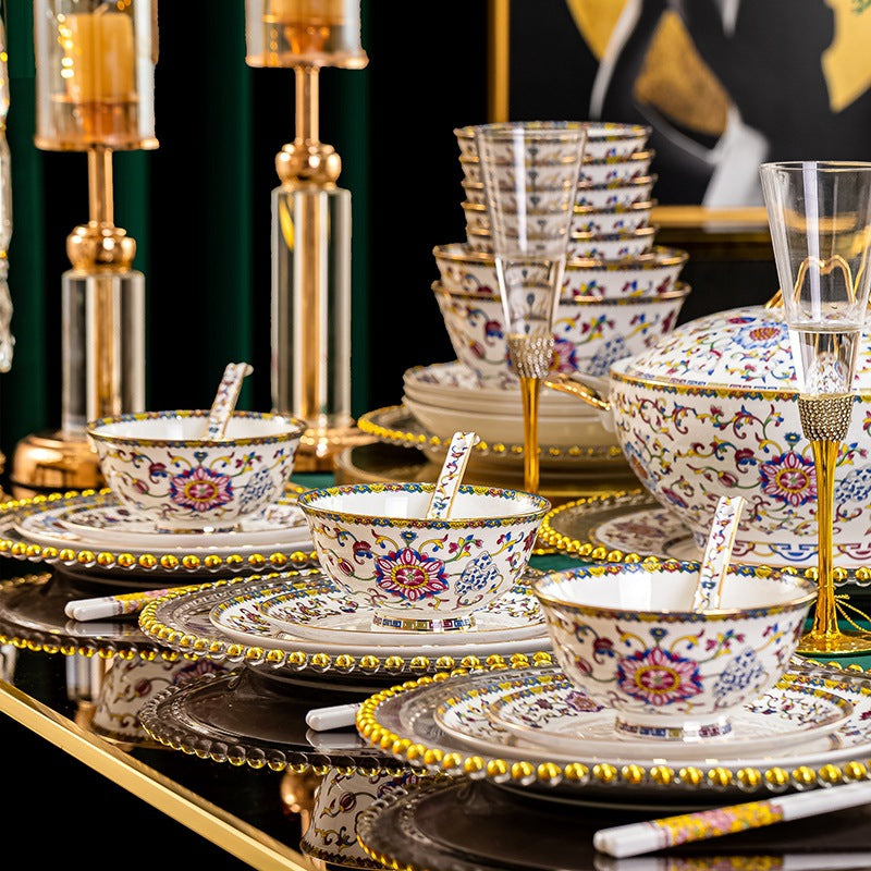 Cha Zi Yan Hong palace enamel bone china bowls plates and serving pieces