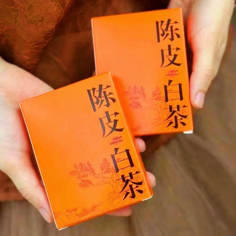 Individually wrapped Chenpi aged white tea mini bricks