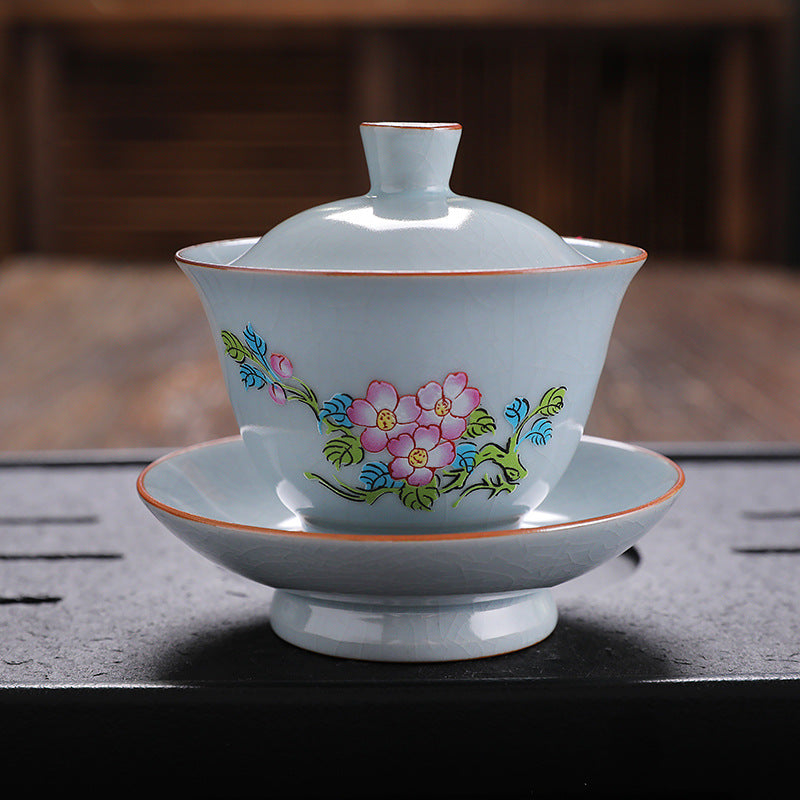 Ru Ware Celadon Crackle Sancai Gaiwan for Gongfu Tea - 150ml