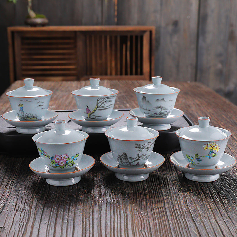Ru Ware Celadon Crackle Sancai Gaiwan for Gongfu Tea - 150ml