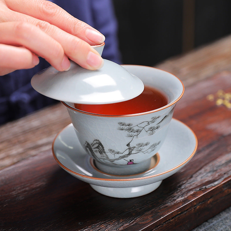 Ru Ware Celadon Crackle Sancai Gaiwan for Gongfu Tea - 150ml