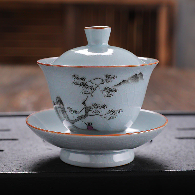 Ru Ware Celadon Crackle Sancai Gaiwan for Gongfu Tea - 150ml