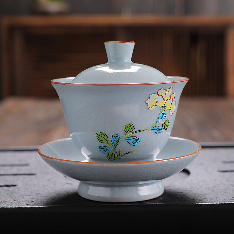 Ru Ware Celadon Crackle Sancai Gaiwan for Gongfu Tea - 150ml