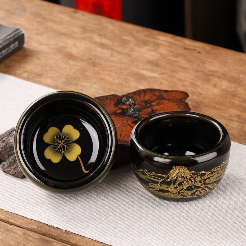 Golden Wood-Leaf Tenmoku Master Teacup - 110ml