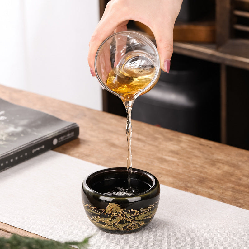 Golden Wood-Leaf Tenmoku Master Teacup - 110ml