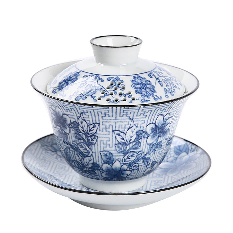 Underglaze Blue & White Large Sancai Gaiwan - 160ml
