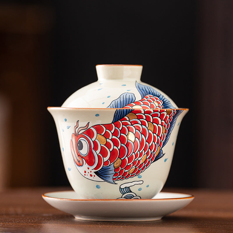 Wood-Ash Abundance Sancai Gaiwan - 110ml