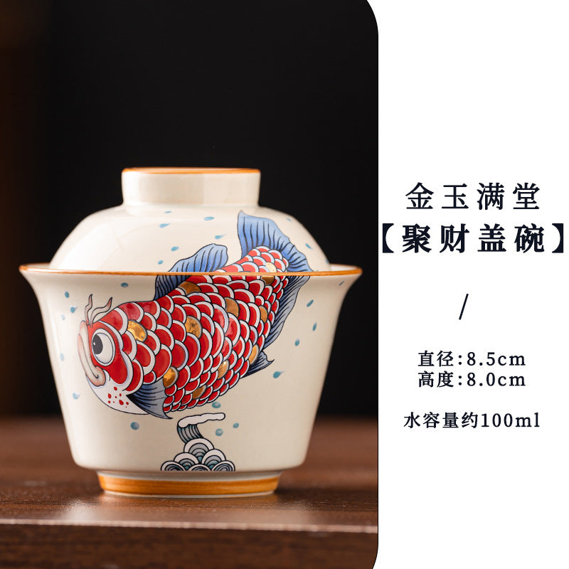 Wood-Ash Abundance Sancai Gaiwan - 110ml