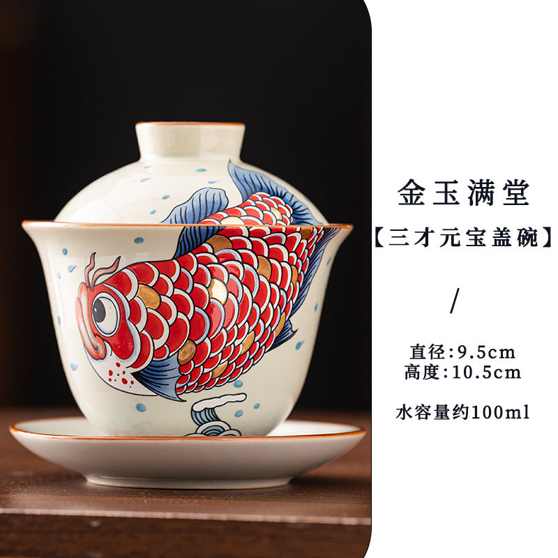 Wood-Ash Abundance Sancai Gaiwan - 110ml