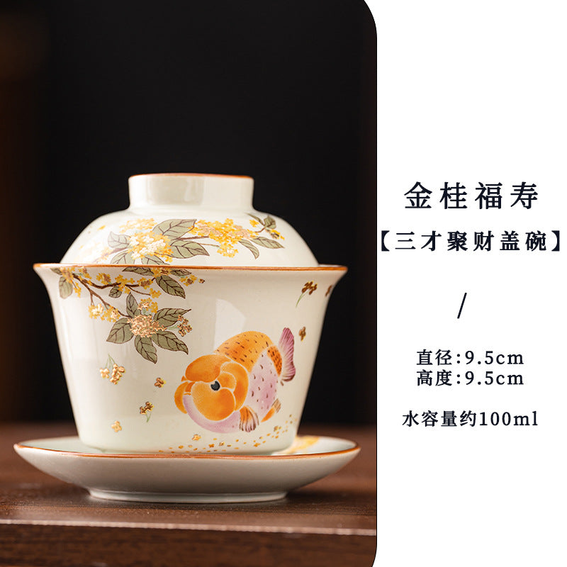 Wood-Ash Abundance Sancai Gaiwan - 110ml