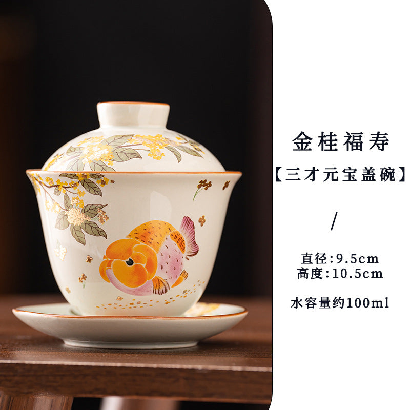 Wood-Ash Abundance Sancai Gaiwan - 110ml