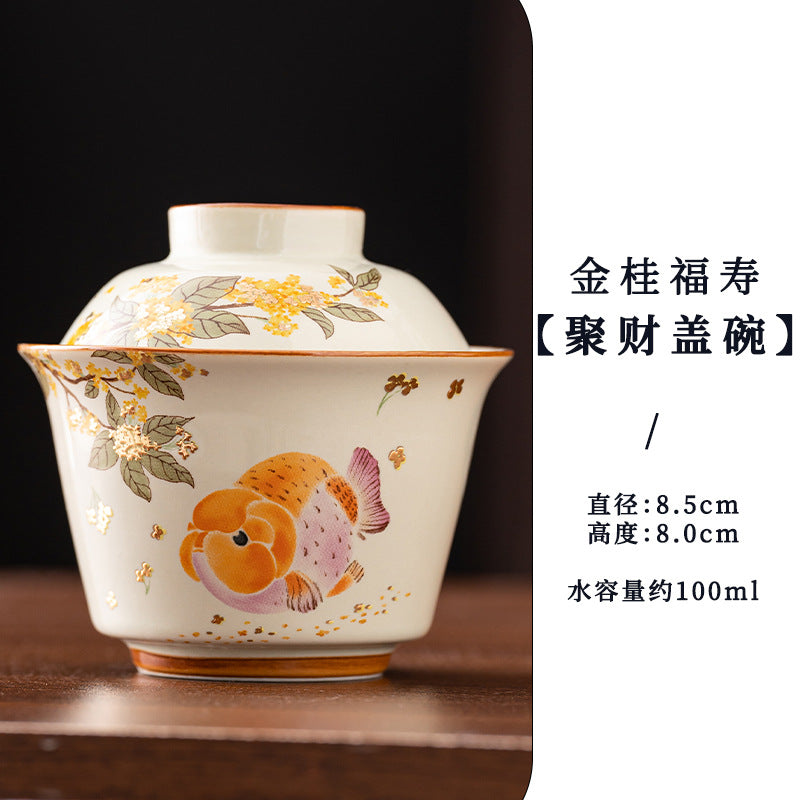 Wood-Ash Abundance Sancai Gaiwan - 110ml