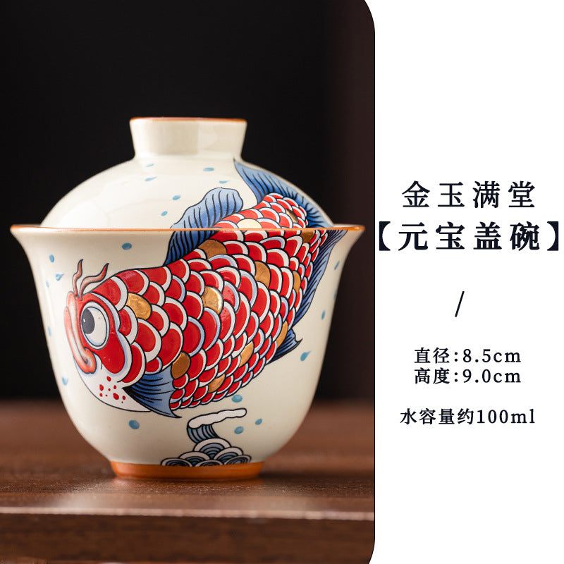 Wood-Ash Abundance Sancai Gaiwan - 110ml
