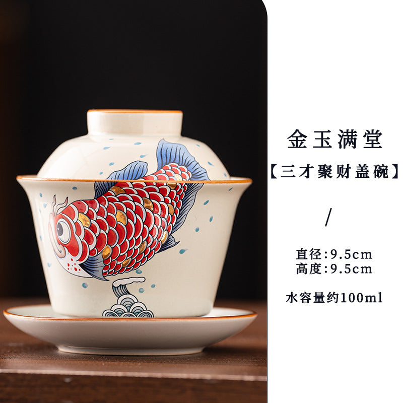Wood-Ash Abundance Sancai Gaiwan - 110ml