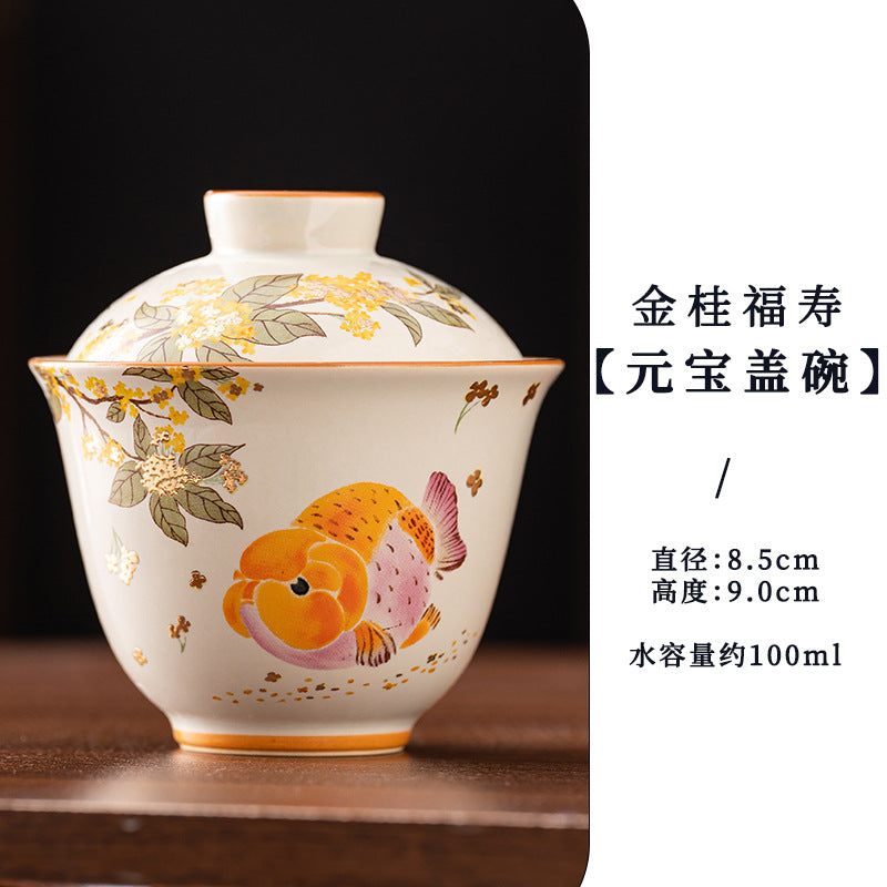 Wood-Ash Abundance Sancai Gaiwan - 110ml