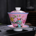 Enamel 24K Gold-Gilded Sancai Gaiwan & Tasting Cup Suite