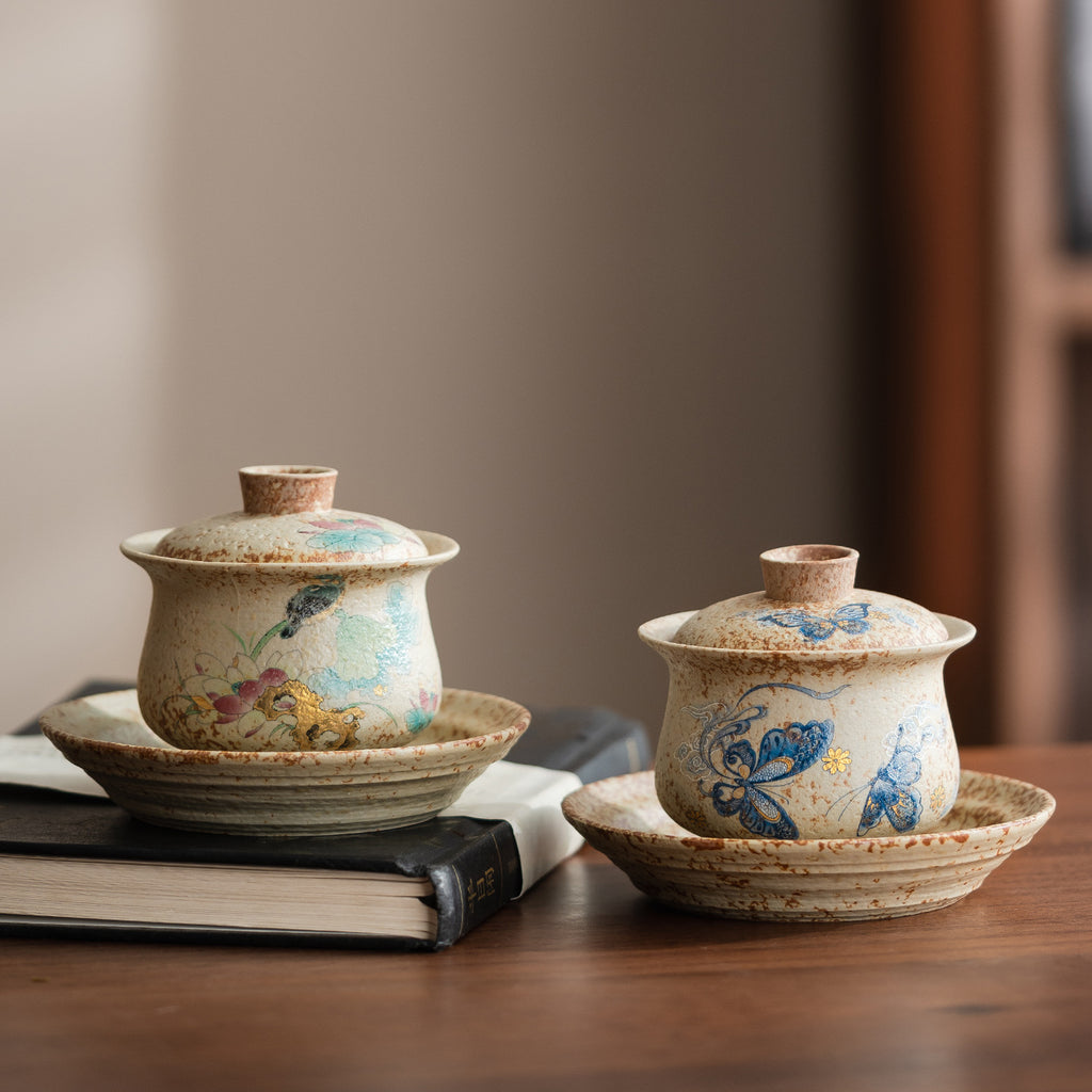 Flint Red Blue & White Palace Sancai Gaiwan - 160ml