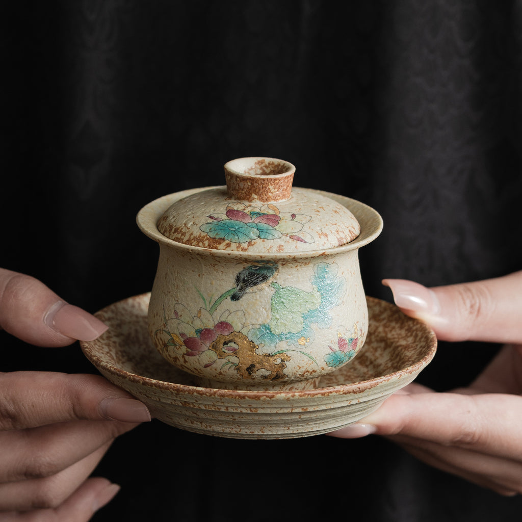Flint Red Blue & White Palace Sancai Gaiwan - 160ml