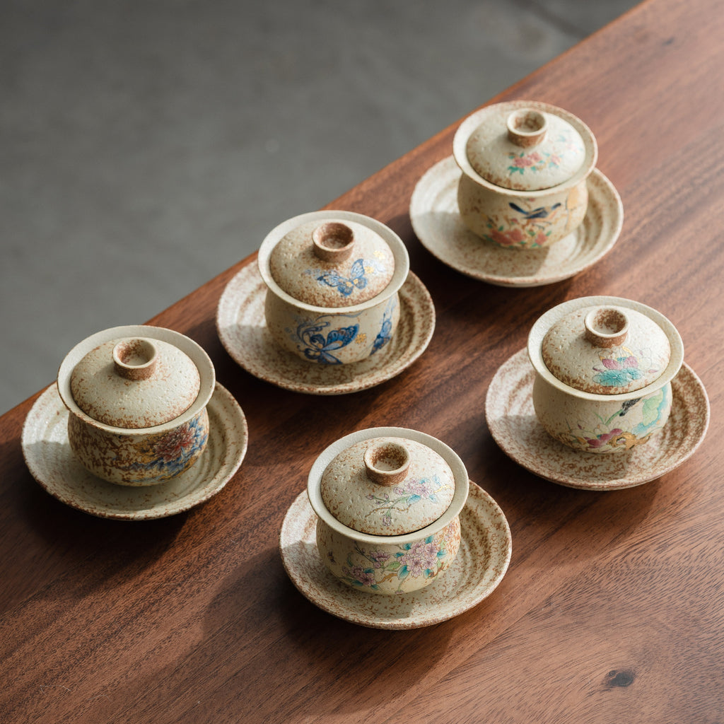 Flint Red Blue & White Palace Sancai Gaiwan - 160ml