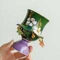 Authentic Hand-Painted Jasmine Blossom High-Stem Fengya Master Teacup - 75ml Gongfu Cup