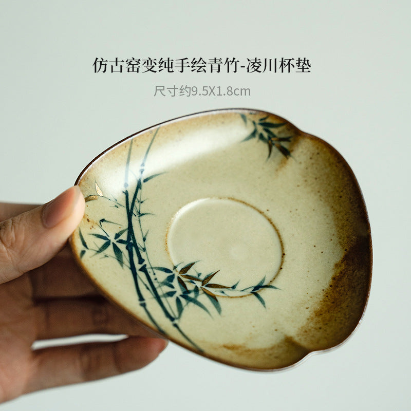 Authentic Antique Flambé Kiln-Change Green Bamboo Large Master Teacup - 95ml Gongfu Cup