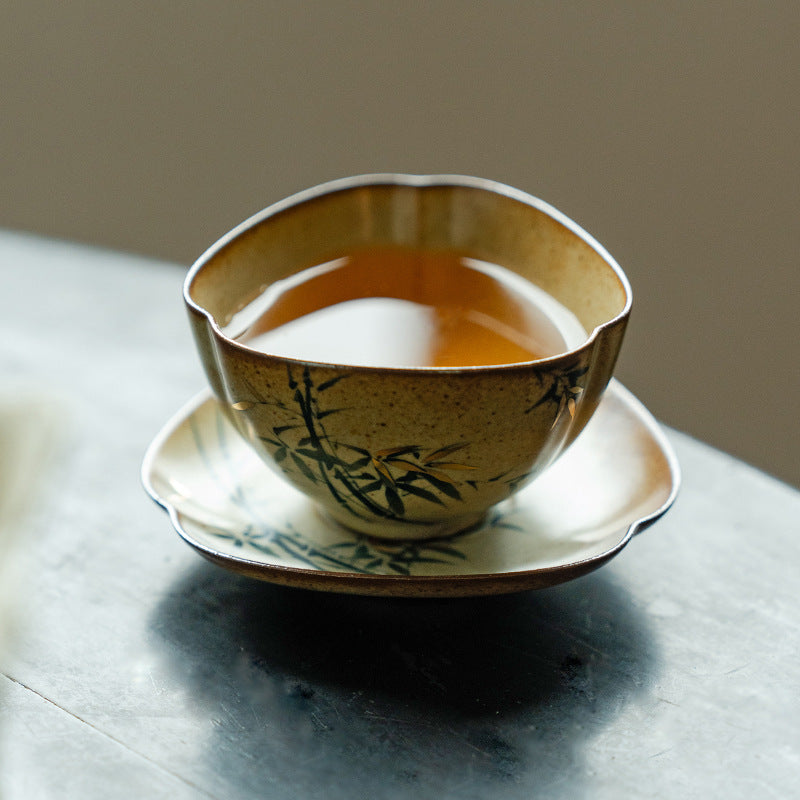 Authentic Antique Flambé Kiln-Change Green Bamboo Large Master Teacup - 95ml Gongfu Cup