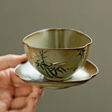 Authentic Antique Flambé Kiln-Change Green Bamboo Large Master Teacup - 95ml Gongfu Cup