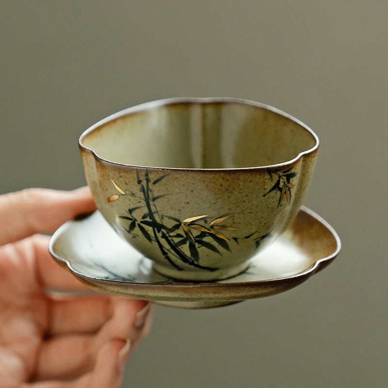 Authentic Antique Flambé Kiln-Change Green Bamboo Large Master Teacup - 95ml Gongfu Cup