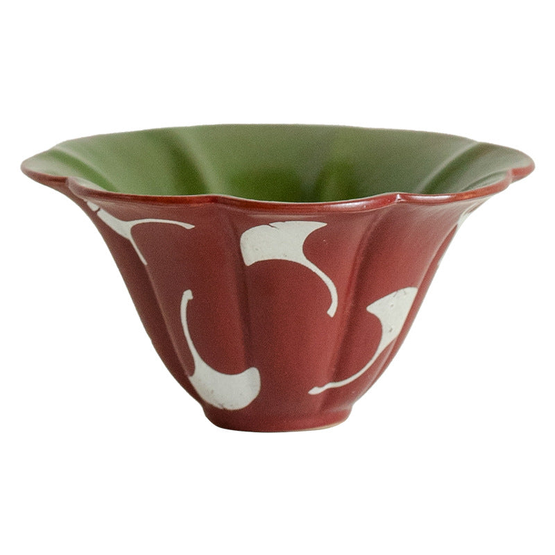 Authentic Changpuju Coarse Stoneware Kohiki Ginkgo Leaf Floral Master Cup - 85ml Teacup
