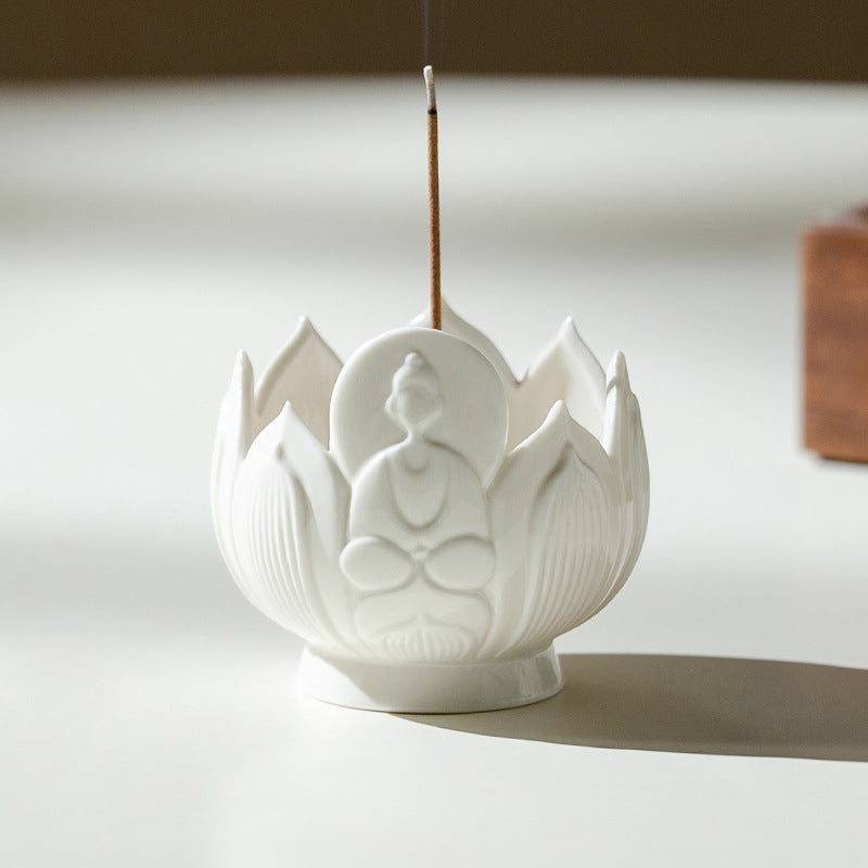 Authentic Ding Ware Ivory White Fanghua Censer with 9-Hole Incense Insert - Teaware Accessories
