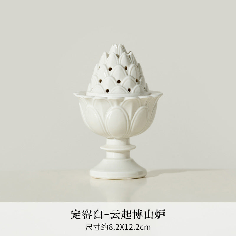 Authentic Ding Ware Ivory White Fanghua Censer with 9-Hole Incense Insert - Teaware Accessories