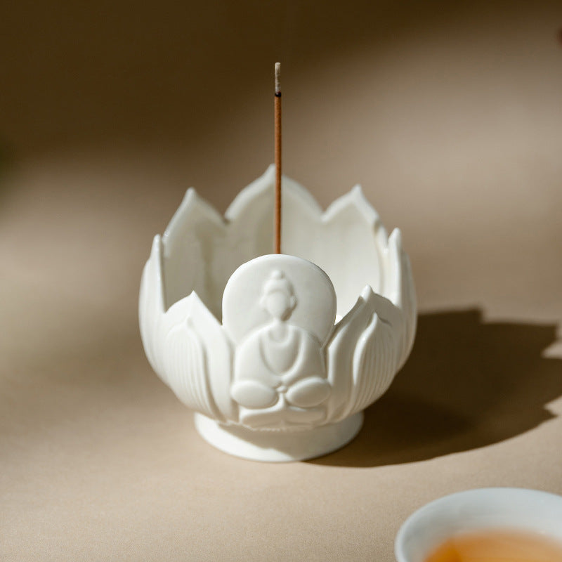 Authentic Ding Ware Ivory White Fanghua Censer with 9-Hole Incense Insert - Teaware Accessories