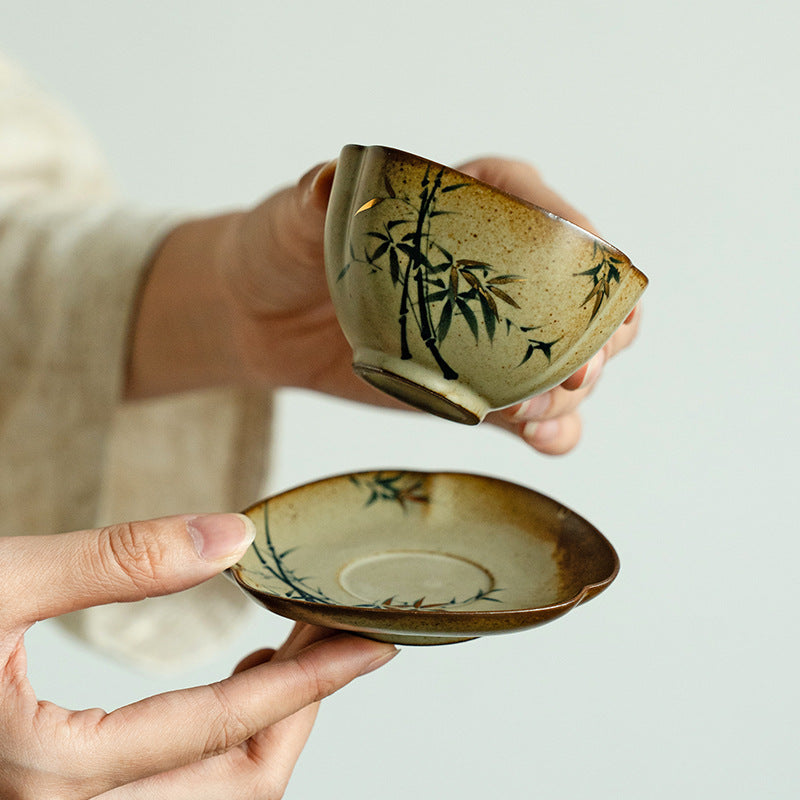 Authentic Antique Flambé Kiln-Change Green Bamboo Large Master Teacup - 95ml Gongfu Cup