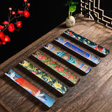 Chinese Enamel-Style Ceramic Incense Stick Holder & Ash Catcher – Six Auspicious Motifs