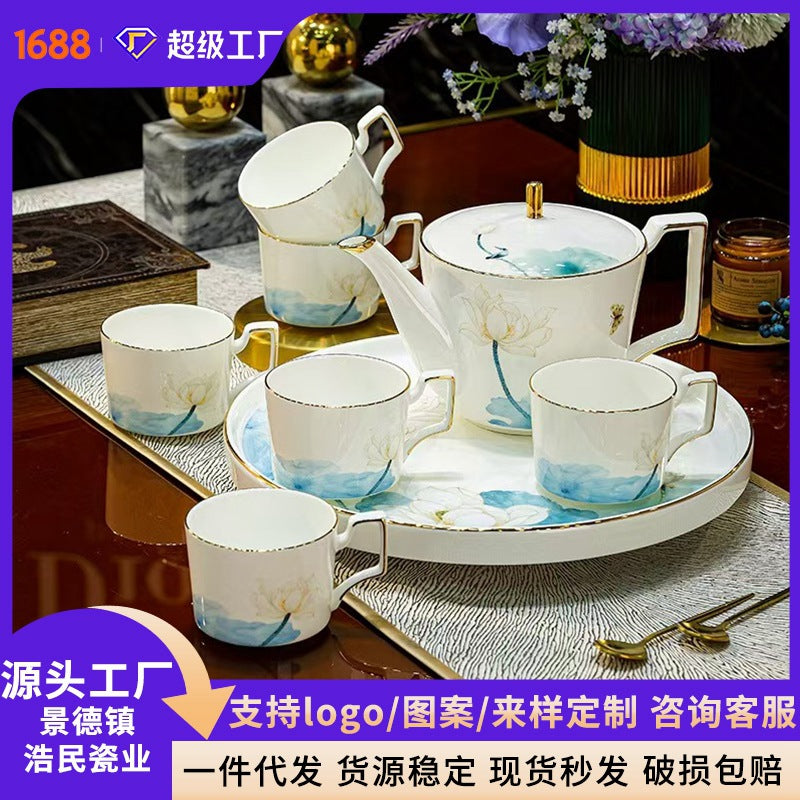 Chu Shui Fu Rong lotus bone china water service full presentation