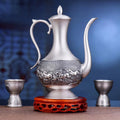 999 fine silver Eight Horses wine set with one ewer and six cups