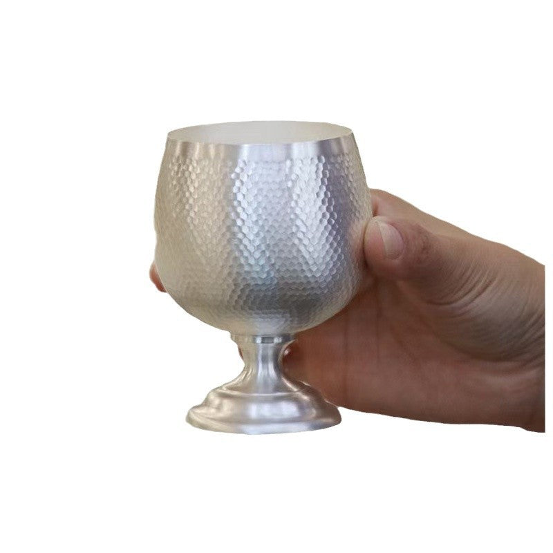 999 fine silver hand-hammered high-foot wine goblet 240ml