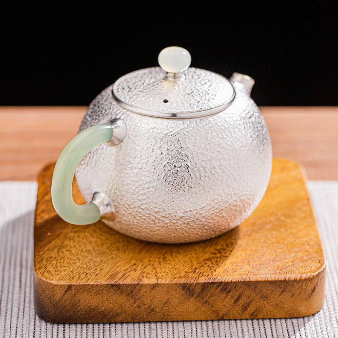 999 pure silver jade handle Xishi Gongfu teapot