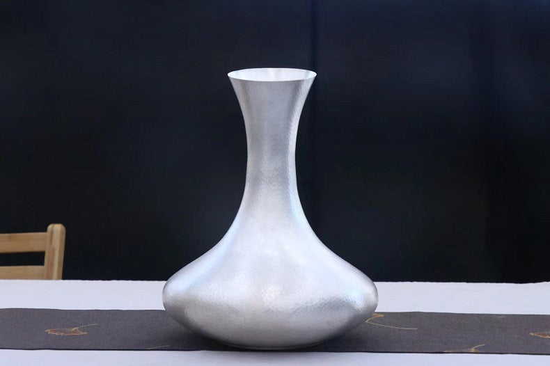 Hand-hammered 999 fine silver wine decanter profile