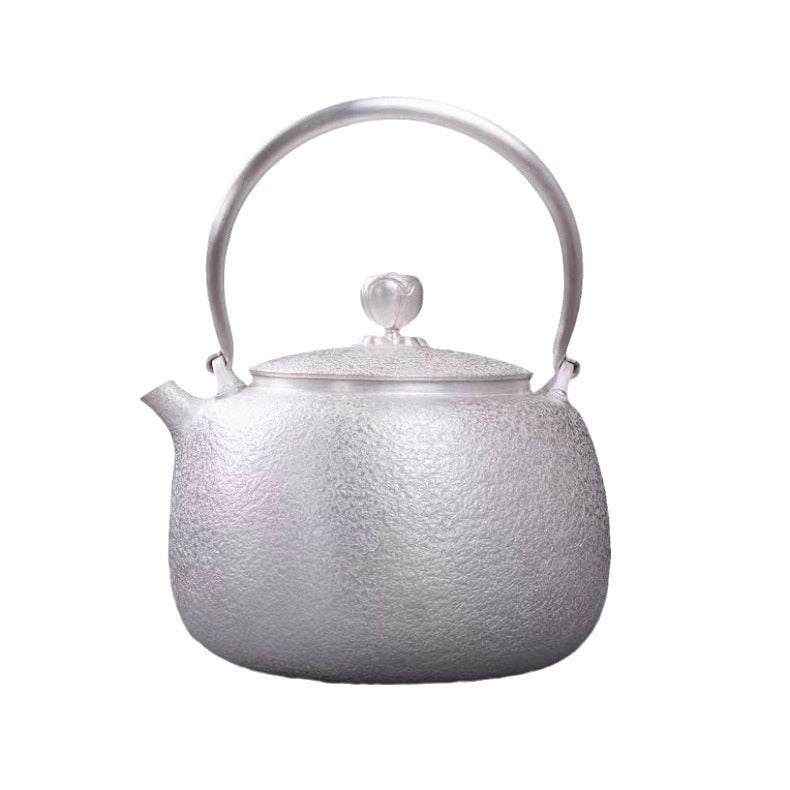 Handcrafted matte fish-roe texture silver kettle detail
